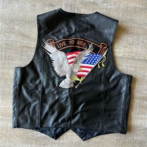 Eagle Rider Riding Vest Men’s 48 black leather Live to Ride Motorcycle Biker